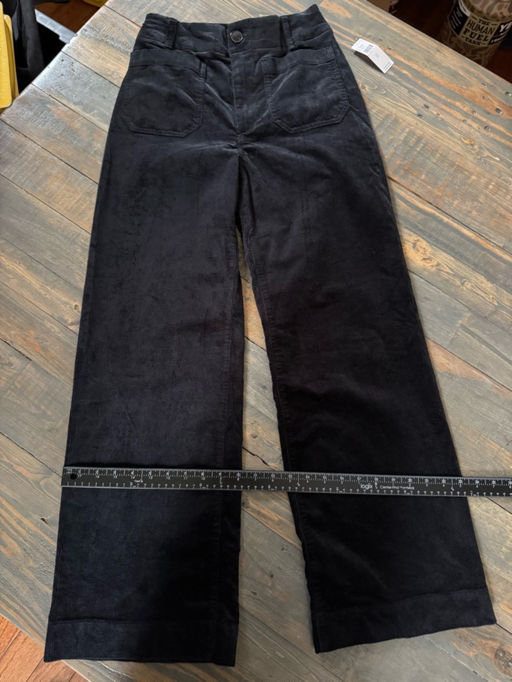 Anthropologie Maeve THE COLETTE Black Corduroy Wide Leg Pants size 27